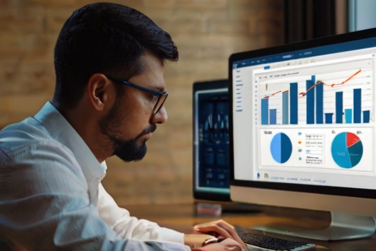 Default Create an image of a man doing a financial analysis re 2 1